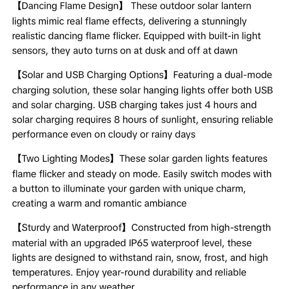 Flame Lamp Solar Energy Lantern - Yellow Flame Design — Set of 4 - Picture 7 of 7